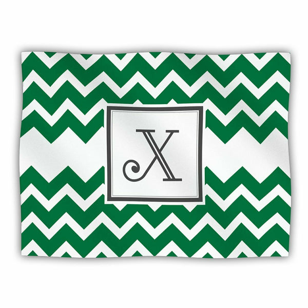 'Monogram Chevron Green Letter X' Dog Blanket, 40 by 30-Inch