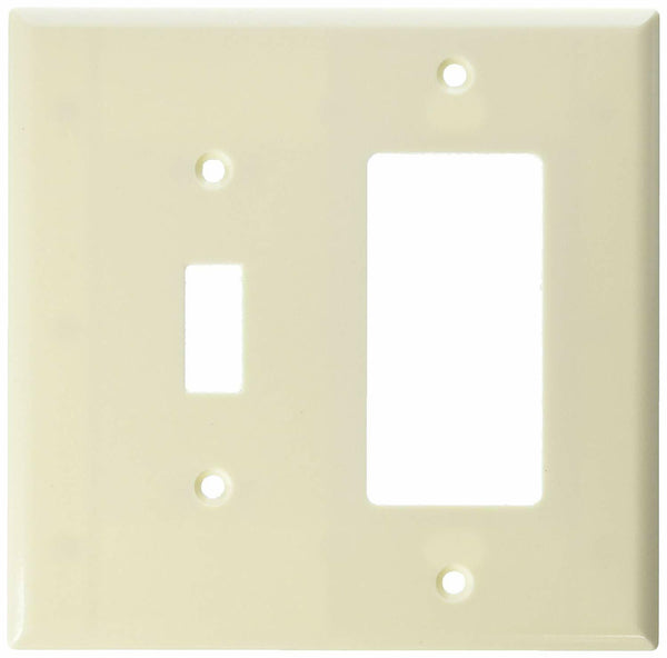 Eaton 2053LA-SP Mid-Size 2-Gang Thermoset Toggle and Decorator Combo Wall Plate