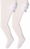 trimfit Girls' Sheer Ribbon Rhumba Tights 2-Pack, White/White, Medium