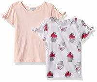 Flapdoodles Baby Girls' 2 Pack Tee's with Printed and Solid T-Shirt Size 3T