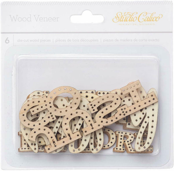 American Crafts Brighton Pier Laser-Cut Wood Veneer Shapes, Words, 6-Pack