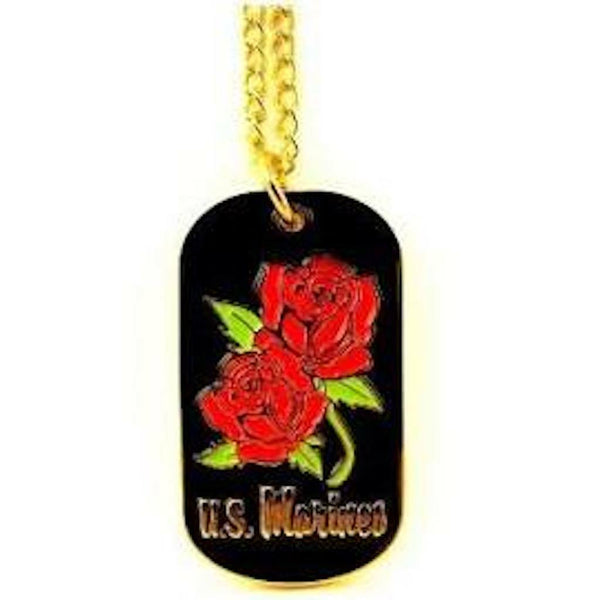 US Marines Roses Dog Tag Keychain