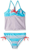 Big Chill Girls' Heather Stripe Tankini, New Turquoise, 4