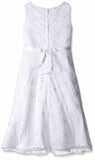 Lavender Girls' Sleeveless Embroidered Netting A-Line Dress, White, 8