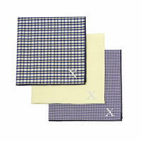 Cathy's Concepts Personalized Gingham Handkerchief Set, Yellow/Navy, Letter X