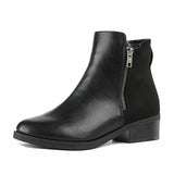 TOETOS Women's Low Stacked Heel Ankle Riding Booties, Black, 8.5