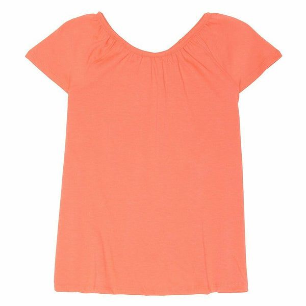 French Toast Baby Girls' Short Sleeve Tulip Back Top, Fiery Coral, 12M