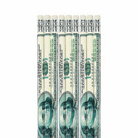 24 ~ Money Pencils ~ Hundred Wrapped Design ~ 7.5" / #2 Lead ~ New