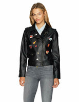 Jack BB Dakota Women's Ray Pu Moto Jacket Pin Details, Black, Medium