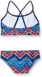Girls' Karlie Flounce Bikini Beach Sport 2-Piece Swimsuit Kirsten Navy Chevron 4