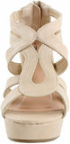 TOP Moda Womens Lindy-88 Platform Sandals, Beige, 6.5