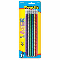 BAZIC Metallic Laser Foil Wood Pencil w/ Eraser (6/Pack)