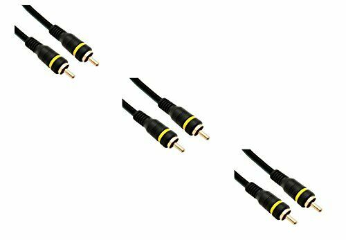 3 Pack, Composite Video Cable, RCA Male, Gold plated Connectors, 12 Feet