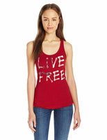 Fifth Sun Juniors' Lost Gods Freedom Splat Graphic T-Shirt, Scarlet, Large