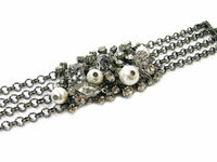 Linpeng LP-BR0141578 Rhinestones Faceted Beads & Pearl Beads Chain Bracelet