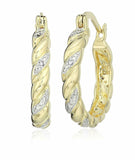 Two-Tone Diamond Accent Twist Hoop Earrings