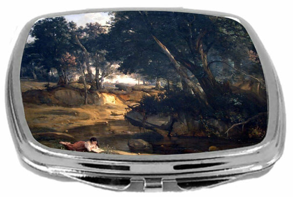 Compact Mirror, Jean-baptiste-camille Corot Art Forest of Fontainebleau, 3 Ounce