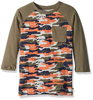 Lucky Brand Boys' 3/4 Sleeve Baseball Tee Shirt, Winter Moss Camo, Size M