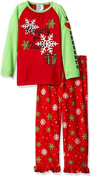Bunz Kidz Girls' Naughty Or Nice 2pc Pajama Set, Red, 4T