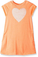 Crazy 8 Girls' Toddler Neon Sequin Heart Dress, Neon Salmon Single Dye, 18-24M