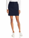 IZOD Junior's Uniform Twill Flat Front Skirt, Navy, 1