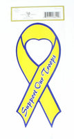 US Military Support our Troops Yellow Ribbon Mylar Window Bike Decal