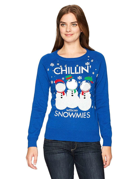 Hybrid Apparel Women's Snowmies Selfie Holiday Sweater XL