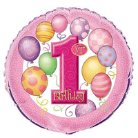 Unique 1st Birthday Pink 18" Foil Balloon Infant