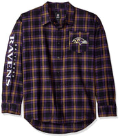 FOCO NFL Baltimore Ravens Mens Wordmark Basic Flannel Shirt, Small