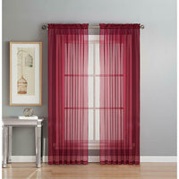 Voile Extra Wide 56 x 90 in. Rod Pocket Curtain Panel, Burgundy