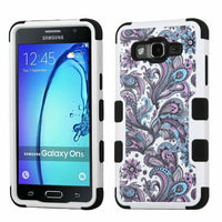 Asmyna Cell Phone Case for Samsung On5 - Purple European Flowers/Black