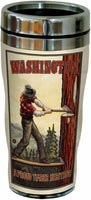 Washington State Tree Chopping Lumberjack Travel Tumbler, 16-Ounce