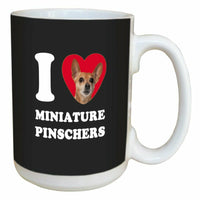 I Heart Miniature Pinschers Ceramic Mug, 15 Ounce, Tan