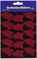Beistle 4-Pack Graduate Cap Stickers, 4-3/4-Inch by 7-1/2-Inch, Maroon