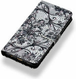HMTECH Samsung Galaxy S9 Wallet Case, Butterfly Flower Black Lace