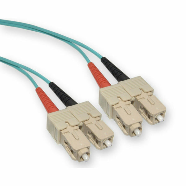 ED90089 10 Gigabit Aqua Fiber Optic Cable, SC/Multimode, Duplex, 50/125, 3M, 2