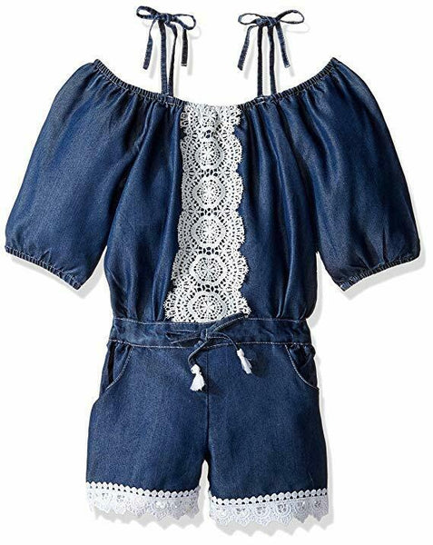 Limited Too Girls' Little Lurex Crinkle Gauze Ruffle Top and Short Romper Size 4