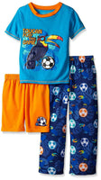 Komar Kids Boys' Big 3 Piece Jersey Pajama Set, Blue Multi, XS