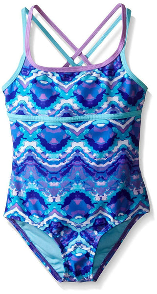 Free Country Girls High Tied One Piece X-Back Swim Suit Ultraviolet/Wave Blue 10