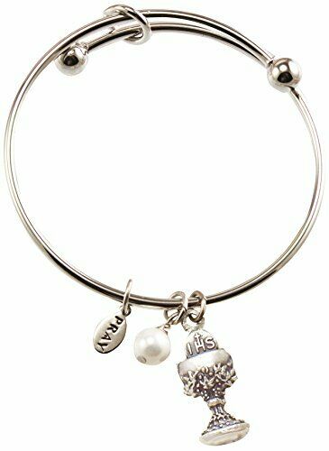 Cathedral Art PRB234 Communion Silver Bangle with Chalice, Adjustable