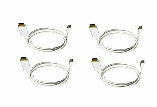 4 Pack Gold Plated Premium Mini Display port to HDMI Male to Male 10 Feet White