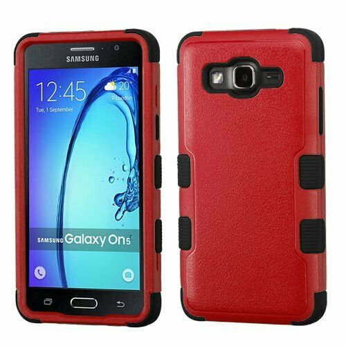 Asmyna Cell Phone Case for Samsung On5 - Natural Red/Black