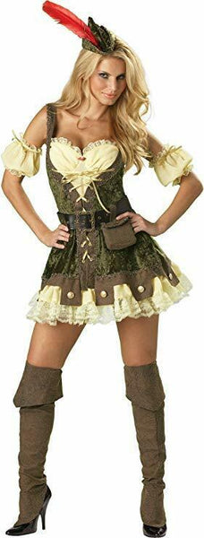 InCharacter Costumes, LLC Women's Racy Robin Hood Costume, Tan/Green, Small