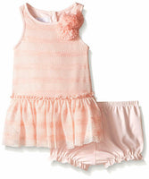 Marmellata Baby Girls' Sleeveless Sundress and Diaper Cover, Peach, 18M
