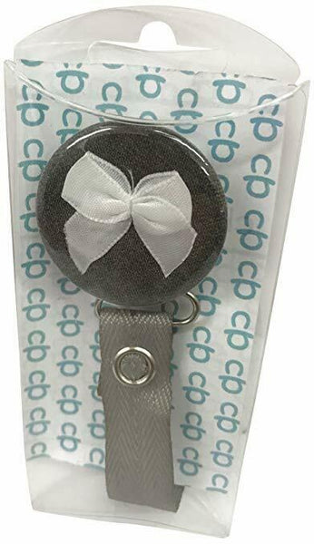 ClassyPaci Lil Bow Pacifier Clip, Grey