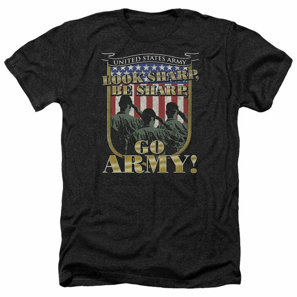 Trevco Men's Army Logo T-Shirt, Heather Black, Medium