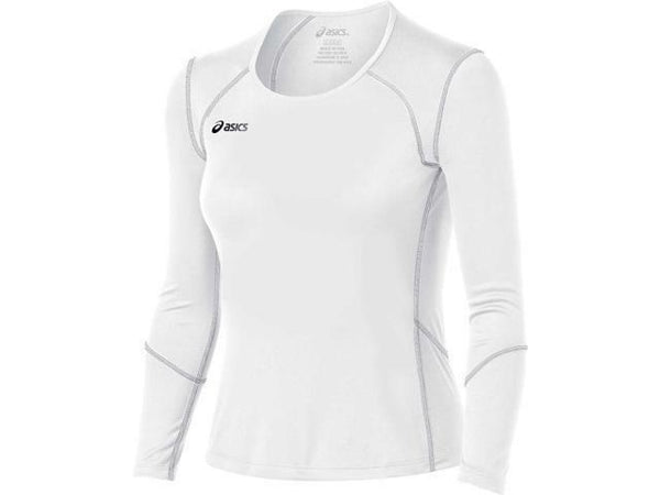 ASICS Unisex Jr.Volleycross Quick-Dry Long Sleeve Top, White/Steel Grey,M