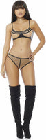 Forplay Women's Mesh 3 Pc. Bra, Panty & Garter Set, Nude, S/M