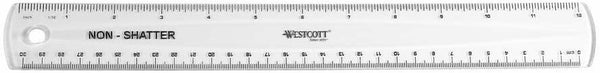 Westcott Non-Shatter Ruler, Clear, 12 Inches