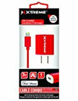 Xtreme Cables 88683 1 Port 1 Amp Cable With 1 Amp 1 Port Home Charger - Red
